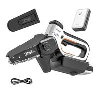 Litheli Mini Motosierra Batería 10000 mAh, 20V, 6 Pulgadas Motosierra de Mano Brushless, Motosierra Pequeña con Lubricación Automática y Bloqueo Seguridad Sierra Eléctrica para Cortar Madera