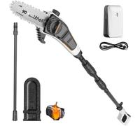 Litheli podadora con batería U20-PS, motosierra para poste para corte y podar ramas (2,0 Ah, velocidad de cadena 8 m/s, hoja 20 cm, accesorios incluidos)