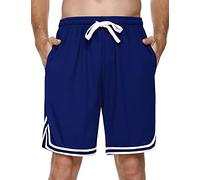 Litherday Pantalones Cortos Hombre Deportivo Verano Algodón Transpirables y Cómodos con Bolsillos para Running Fútbol Gimnasio Entrenamiento Azul L
