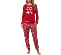 Litherday Pijama Mujer Invierno Algodón Suave y Transpirable Conjunto de Pijama Largo con Bolsillos y Cordón Ropa de Dormir Cómoda Talla Grande,Borgoña + Cuadrícula Verde y Roja,S