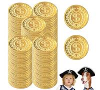 Lithyc 100 Monedas De Oro De Plástico - Juguetes Para Niños - Tesoro Pirata - Búsqueda Del Tesoro, Fiestas, Tertulias