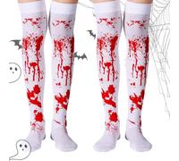 Lithyc 2 Piezas Calcetines De Sangre De Halloween - Halloween - Calcetines Manchados De Sangre De Halloween - Juego De rol - Calcetines De Halloween - Mascarada