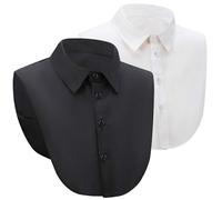 Lithyc 2 Piezas Cuello Falsos Mujer,Cuello Camisa Falsos Mujer,Cuello Desmontable para Camisas,Trajes,Chaquetas,Adecuado para Mujeres La Oficina Y La Vida Diaria(Blanco+Negro)
