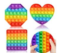Lithyc 4 Piezas Pop It,Popit Juguete,Popit,Juguete AntiestréS de Burbujas,Burbuja de Silicona,Juguete de Empuje de Burbujas ArcoíRis,Adecuado para Personas Autistas E Inquietas