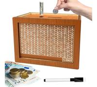 Lithyc Hucha Ahorro - Hucha Madera - Reutilizable AlcancíA de Madera,Apto para Adultos y NiñOs, con Objetivos de Ahorro y Hucha Digital Marcable (5000€)