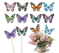 Lithyc Set da 8 Pezzi Pintura Diamante Mariposa - kit de Arte de Diamantes de Mariposa - Pintura de Diamante Para DecoracióN de JardíN,Accesorios de Adornos de Pintura de Diamantes de Mariposa