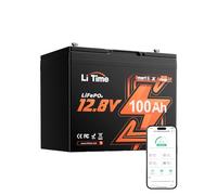 LiTime 12V 100Ah Grupo 24 Batería Lifepo4 Litio con Bluetooth, 100A BMS, Protección Baja Temperatura, Máx. 15000 Ciclos, Batería Lifepo4 12V para Caravana, Trolling Motores, Barco, Energía Respaldo
