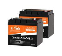LiTime 2 Piezas Bateria Litio 12V 50Ah, Baterias Lifepo4 12V 50Ah, 4000+ Ciclos, 10 Años de Vida Útil, Salida Más Eficiente, Peso Más Ligero, Bateria Lifepo4 para Barcos Motor de Arrastre