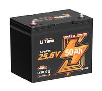 LiTime 24V 50Ah Batería Litio LiFePO4 con Bluetooth y 50A BMS, Batería LiFePO4 24V con Protección Baja Temperatura, 4000+ Ciclos, para Trolling Motores, Motor de pesca eléctrico, Aplicación Fuera Red