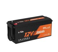 LiTime Batería de Litio 12V 200Ah, Baterías de Ciclo, Autocalentable y Recargable a Baja Temperatura (-4°F), 100A BMS, 4000+ Ciclos, para Almacenamiento Energía Doméstica Vehículos Recreativos