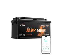 LiTime Bateria LiFePO4 12V 140Ah H190 Bluetooth, Batería Litio 12V BMS 150A y Protección Baja Temperatura, Más de 4000 Ciclos Profundos Adecuado para Autocaravanas, Barcos y Sistemas Solares