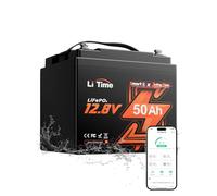 Litime Batería LiFePO4 12V 50Ah con Bluetooth y Protección Baja Temperatura, Integrado 50A BMS, 4000+ Ciclos Batería Litio para Motores Trolling de Barcos, Sondas Pesca, Autocaravana