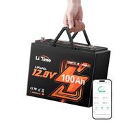 LiTime Bateria Litio 12V 100Ah LiFePO4 Bluetooth para Autocaravana y Barco | BMS 100A, Más de 4000 Ciclos, Protección de Baja Temperatura, IP65, 1280Wh, para Respaldo y Sistema Solar
