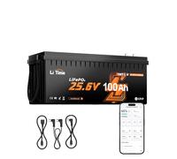 LiTime Batería litio 24V 100Ah LiFePO4 con Bluetooth, compatible con Victron y CAN/RS485, con protección de baja temperatura y una capacidad de 2560Wh, Ideal para Autocaravanas, Barcos