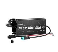LiTime LiFePO4 - Cargador de Batería 12v (14,6 V, 10 A, Resistente al Agua, IP65, AC-DC LiFePO4, con Función de Carga Inteligente de 0 V, Indicador LED)