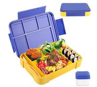 Litimkat Fiambrera para niños con 1330 ml lonchera a prueba de fugas con compartimentos, lonchera de viaje, adecuada para adultos, niñas y niños, apta para microondas/lavavajillas (azul)