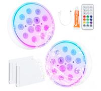 Litinliv 2 Piezas Recargables Luces Sumergibles con Control Remoto, 16 Colores Piscina Luz LED Impermeable IP68, Bajo El Agua Luz, Luces para Piscina Desmontable para Decoración Acuario, Estanque