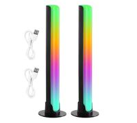 Litinliv 2 Pz Barra Luz LED RGB, 21cm Luces Ambiente Ritmo Musical, 10 Modos Color y 8 Modos Dinámicos, Lampara Gaming USB, LED Luces Sincronización para PC, LED Gamer Decoración, Sin APP