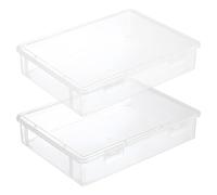 Litinliv A4 Caja De Archivos De Almacenamiento (2 Paquetes),Paquetes Caja Archivo A4 Plástico Transparente,Cajas de Plástico Multiusos con Tapa, para el Almacenamiento de Libros,Papel Y Revistas