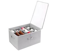 Litinliv Cajas de Zapatos, Caja de Almacenamiento de Zapatos para Armario, Caben 12 Pares, con Asas Reforzadas y Tapas Transparentes, Organizador de Zapatos con Compartimentos Ajustable, Gris
