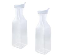 Litinliv Jarra de Agua, 2 PCS Jarra para Bebidas de 1.5 Litro con Tapa Superior Abatible, Botellas de Jugo de Plástico de Transparentes, Contenedores para Almacenar Agua, Limonada, Té Helado