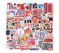 Litinliv Londres Pegatinas de Dibujos Animados, 50 Piezas Pegatinas Impermeables de El Autobús de Londres - Stickers Vinilo para Decoración y DIY, Stickers de Viaje