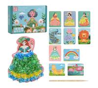 Litinliv Pintura a mano para niños con tela, 10 Piezas Creative Puzzle Puncture Painting, DIY Princesa Dress-Up Libro de pegatinas, DIY Craft Kit Poking Painting Material Package Craft Kit for Age 3-8