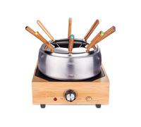 Litle Balance 8320 Wood Fondue 8 Inox - Aparato para fondue 8 personas - Caquelon de acero inoxidable antiadherente de gran capacidad 2 litros - Potencia 800 W - Acabado de bambú auténtico