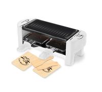 Litle Balance 8614 Raclette 2 Meuuuh...!, Raclette 1/2 personas, Grill extraíble, 2 espátulas + 2 planchas, sin PFAS, antiadherente, 320 W, blanco