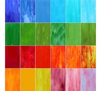 LITMIND Paquete variado de 24 láminas de vidrio de 10,16 x 15,24 cm, arte de vitral de catedral, suministros para manualidades, láminas de vidrio de colores surtidos para proyectos de vitrales