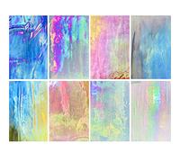 LITMIND Paquete variado de 8 hojas de vidrieras, 4 hojas de vidrio iridiscente de 6 pulgadas para principiantes, azulejos de mosaico para manualidades, paquete de vidrio artístico (opaco/iridiscente)