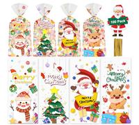 Litmitfu 100 bolsas transparentes de Feliz Navidad