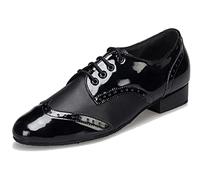 LITNERMIA Zapatos con Cordones para Hombre Latino Jazz Moderno Rumba Salón Social Tango Zapatos de Baile,SM2302 Negro 2.5cm Tacón,45 EU