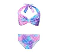 Lito Angels Bañador Niña 2 Piezas Sirena Bikini Infantil con Estampado Escamas y Lazo, Conjunto Playa Piscina Vacaciones de Verano Campamento, Edad 3-4 Jahre Morado Taille 98