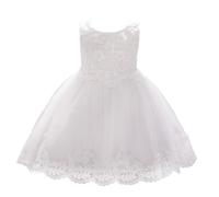 Lito Angels Bebe Niñas Vestido de Dama de Honor de Boda Ropa Navidad Fiesta Elegante Bordado Talla 6-12 Meses, Blanco (Número de Etiqueta 80)