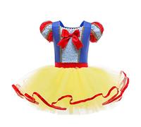 Lito Angels Disfraz Bailarina de Ballet Princesa Blancanieves para Niñas, Vestido Maillot de Danza Baile con Falda Tutu, Talla 7 a 8 Años, Amarillo