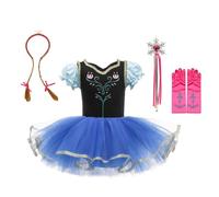 Lito Angels Disfraz Bailarina de Ballet Princesa para Niñas, Vestido Maillot de Danza Baile Tutu Reino del Hielo con Accesorios Talla 5-6 Años, Azul