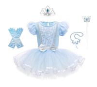 Lito Angels Disfraz Bailarina de Ballet Tutu Princesa Cenicienta para Niñas, Vestido Maillot de Danza Baile con Accesorios Talla 3-4 Años, Azul