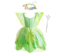 Lito Angels Disfraz Campanilla Vestido de Hada Verde con Accesorios de Mariposa para Niñas Pequeñas, Talla 5-6 años (Número de etiqueta 120)