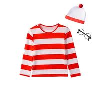 Lito Angels Disfraz Conjunto de Ropa Donde esta Wally con Sombrero y Gafas para Niños y Niñas Talla 11-12 años (Número de etiqueta 150)