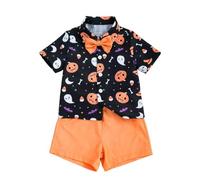 Lito Angels Disfraz Conjunto Ropa de Calabaza Halloween con Camisa, Shorts y Pajarita para Bebé y Niños Talla 12-18 Meses (Número de etiqueta 80)