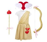 Lito Angels Disfraz Cupido Niño Traje Ángel Infantil con Alas Arco Flecha Toga Romana para Carnaval Fiesta San Valentín Edad 3-4 Años