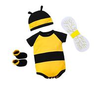 Lito Angels Disfraz de Abeja para Bebé Niños Niñas Body Mono Mamelucos Onesie con Alas, Calcetines y Sombrero Talla 3-6 Meses (Número de etiqueta 80)