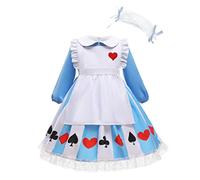 Lito Angels Disfraz de Carnaval Vestido de Alicia en el pais de las con Delantal Blanco y Diadema para Niña Pequeñas Talla 5-6 años, Azul
