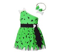 Lito Angels Disfraz de Carnaval Vestido de Pebbles Picapiedra con Diadema para Bebe Niñas Talla 12-18 Meses, Verde (Número de etiqueta 80)