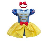 Lito Angels Disfraz de Carnaval Vestido de Princesa Blancanieves para Bebé Niñas, Body Mamelucos Onesie con Diadema Talla 18-24 Meses, Amarillo