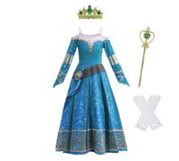 Lito Angels Disfraz de Carnaval Vestido de Princesa Merida Con Accesorios para Niñas Pequeñas Talla 5-6 años, Azul (Número de etiqueta 110)