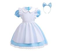 Lito Angels Disfraz de Carnaval Vestido de Wonder Girl con Delantal Blanco y Aro de Pelo para Niñas Talla 10-12 años, Cachorro de dibujos animados (Número de etiqueta 150)