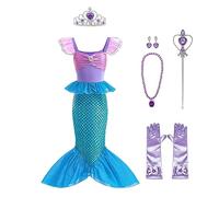 Lito Angels Disfraz de Carnaval Vestido Sirenita Princesa Sirena con Accesorios para Niñas Talla 12-13 años, Azul Morado (Número de etiqueta 170)