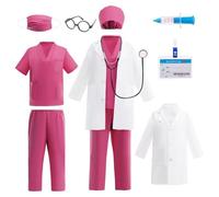 Lito Angels Disfraz de Enfermera para Niñas con Bata Pantalón y Camiseta de Quirófano y Accesorios Médicos Día la Carrera Doctora Juego Rol Halloween 12-13 Años 158 Rosa Fuerte